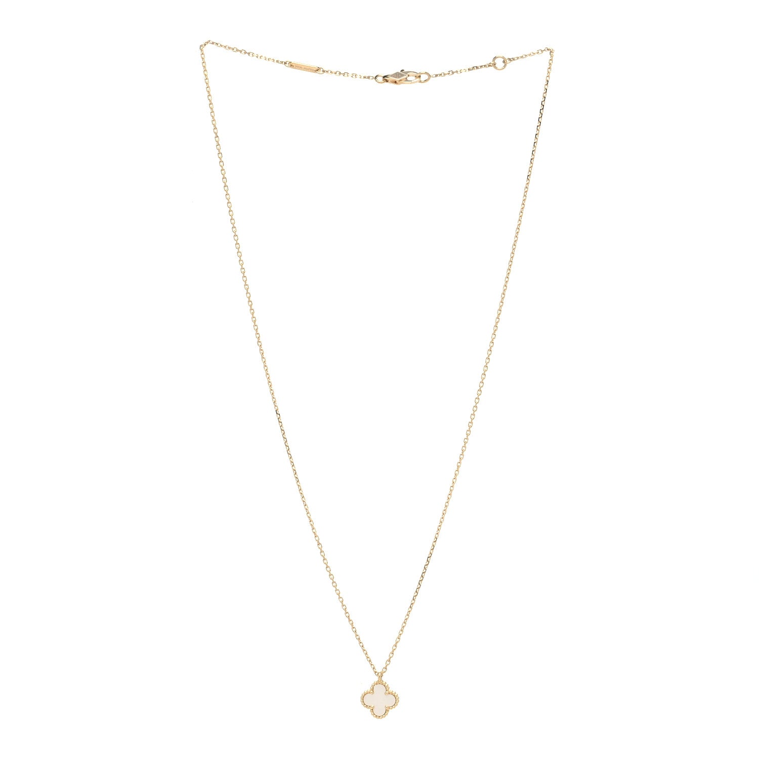 Van Cleef & Arpels 18K Yellow Gold Mother of Pearl Sweet Alhambra Pendant Necklace 3 of 6