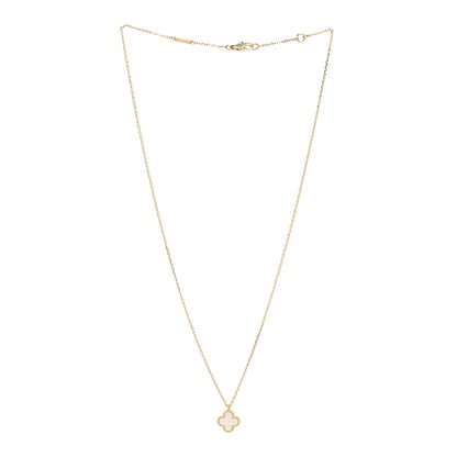 Van Cleef & Arpels 18K Yellow Gold Mother of Pearl Sweet Alhambra Pendant Necklace 3 of 6
