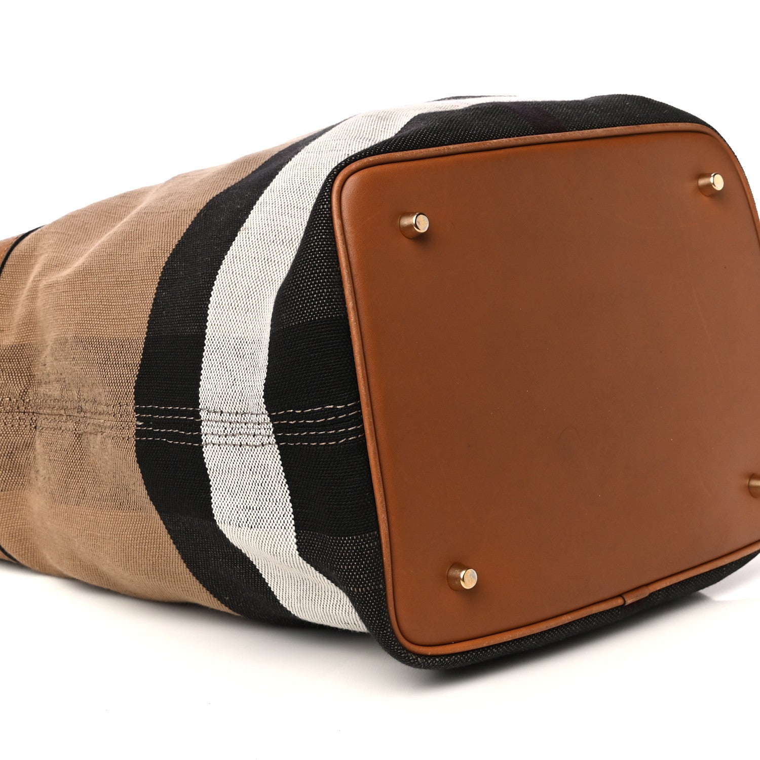 Burberry Grainy Calfskin Canvas Mega Check Medium Ashby Tassel Hobo Saddle Brown 8 of 13