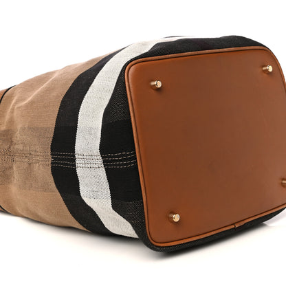 Burberry Grainy Calfskin Canvas Mega Check Medium Ashby Tassel Hobo Saddle Brown 8 of 13