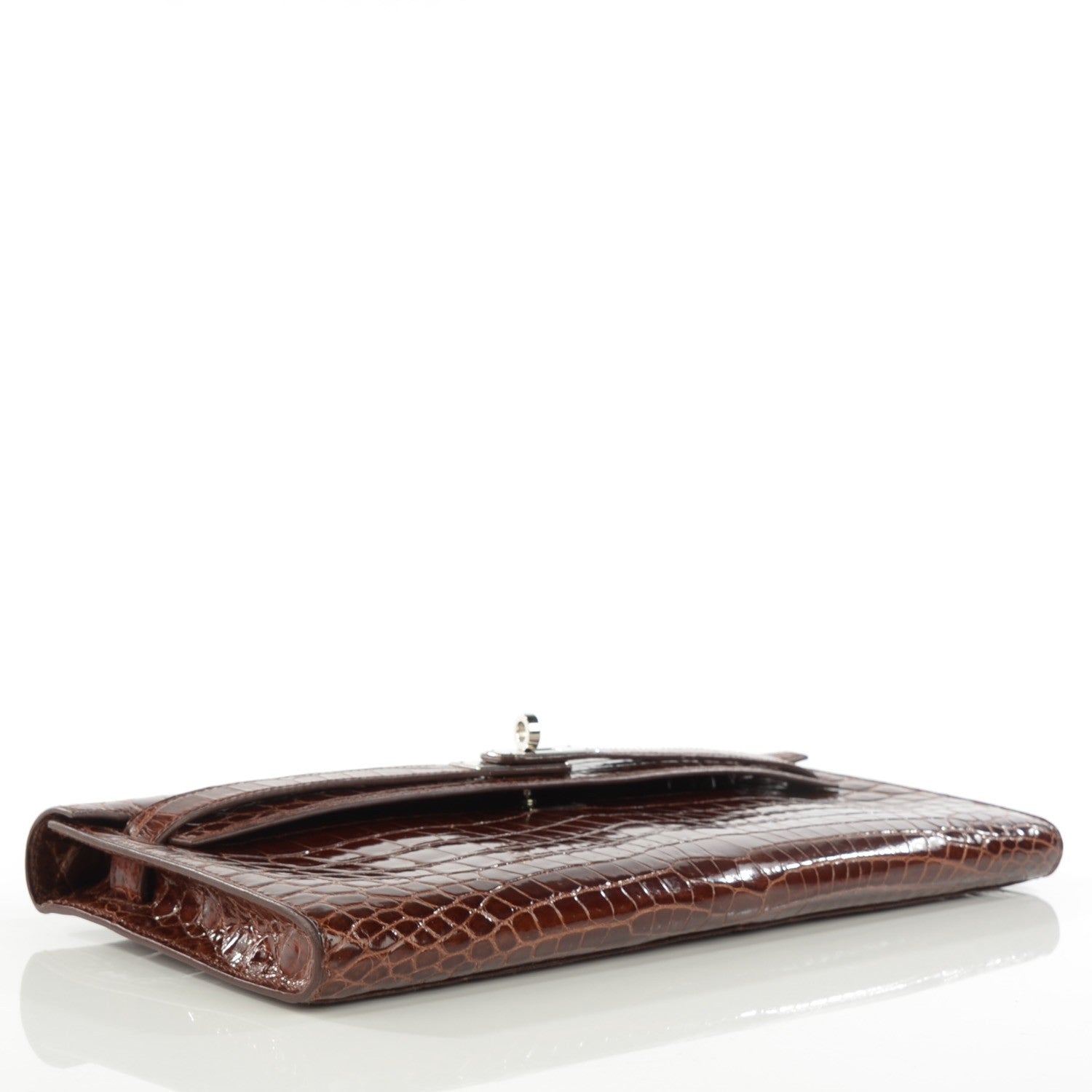 Hermes Shiny Niloticus Crocodile Kelly Cut Pochette Miel 4 of 13