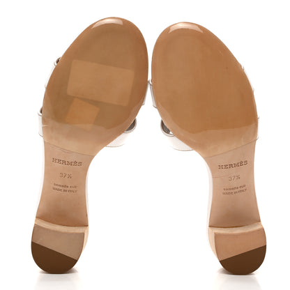 Hermes Calfskin Oasis Sandals 37.5 White 5 of 8