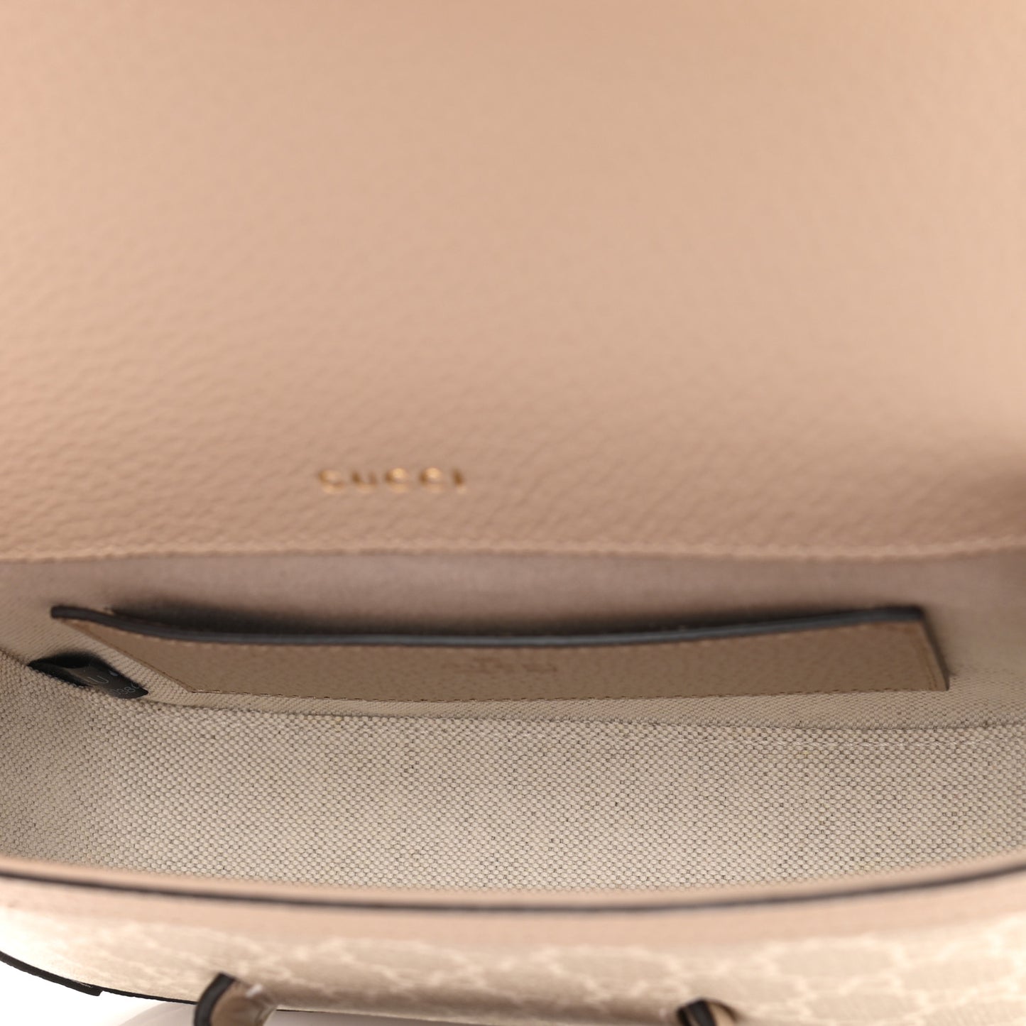 GG Supreme Monogram Textured Dollar Calfskin Web Mini Horsebit 1955 Shoulder Bag Beige Mystic White Oatmeal