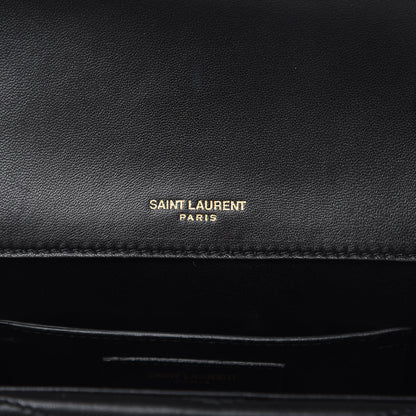 Saint Laurent Lambskin Matelasse Chevron Monogram Small Sulpice Bag Black 7 of 13