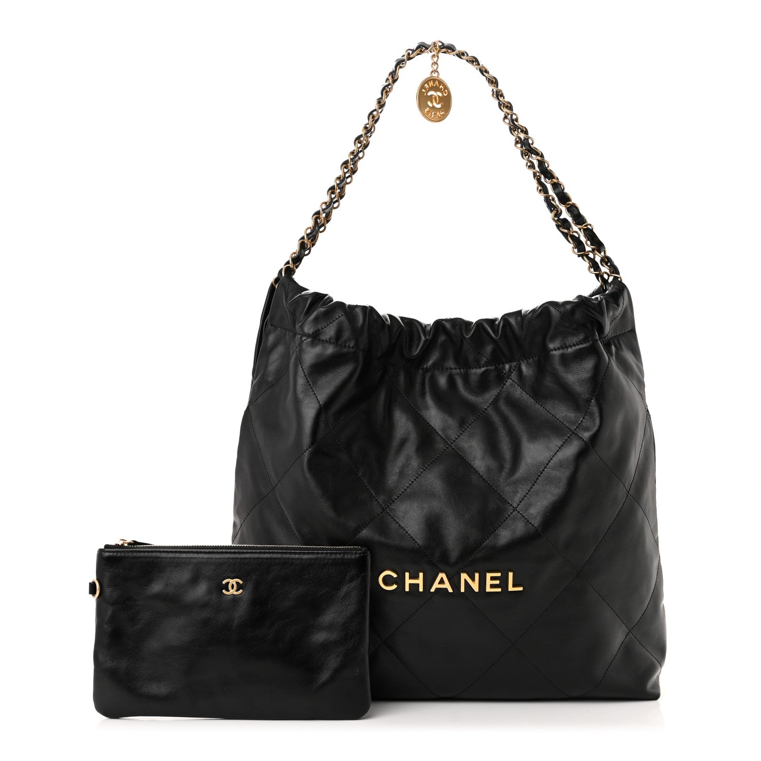 Chanel Shiny Calfskin Quilted Chanel 22 Black 1 of 13