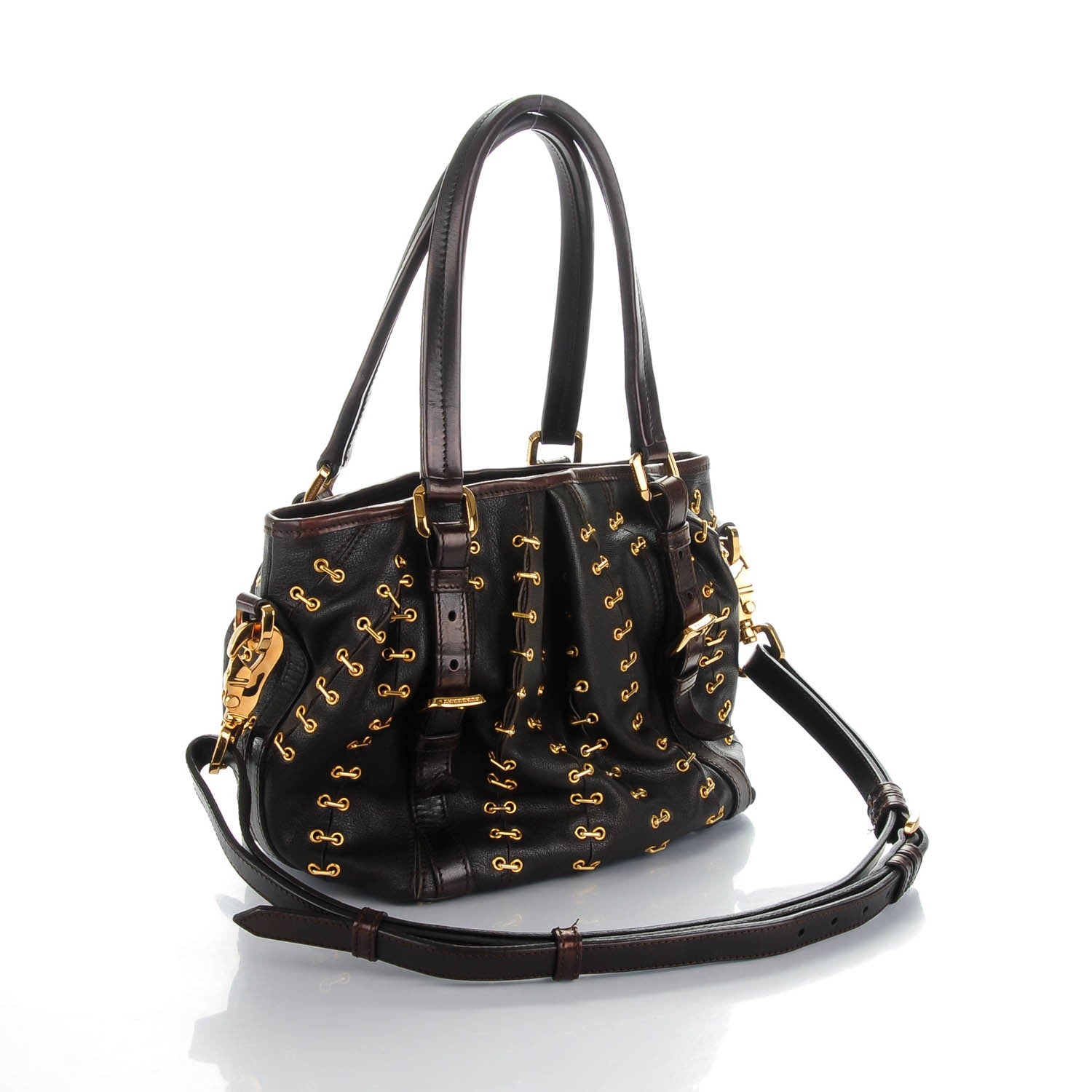 Burberry Calfskin Metal Stitch Lowry Chocolate 3 of 8