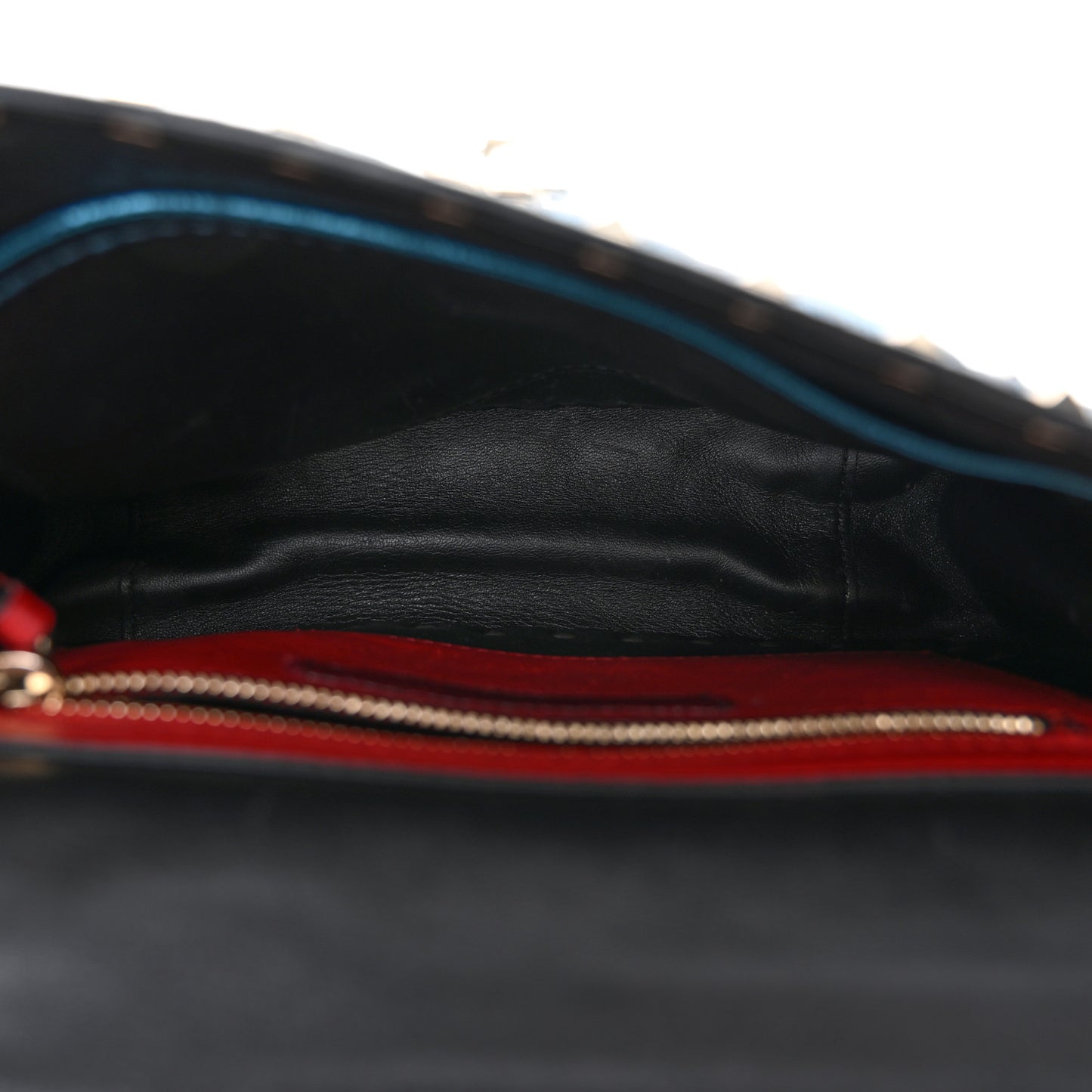 Metallic Nappa Medium Rockstud Spike Shoulder Bag Cerulean