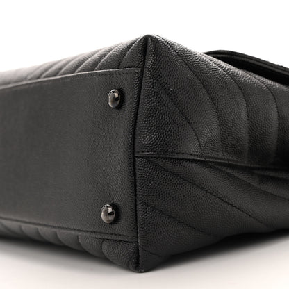 Chanel Caviar Chevron Quilted Small Coco Handle Flap So Black 10 of 14