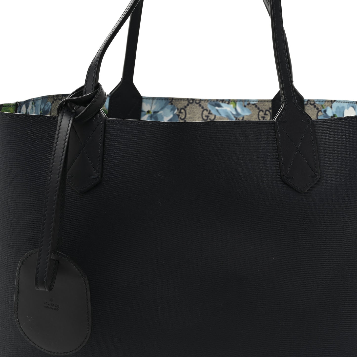 GG Supreme Monogram Blooms Medium Reversible Tote Beige Blue Navy