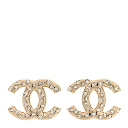 Chanel Metal Crystal CC Earrings Gold 1 of 5