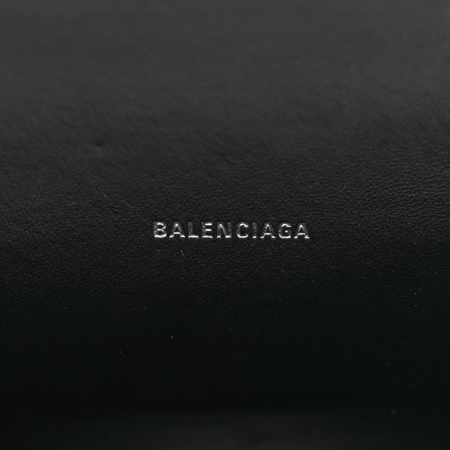Balenciaga Shiny Calfskin Monochrome Crocodile Embossed Hourglass Top Handle Bag XS Black 6 of 10