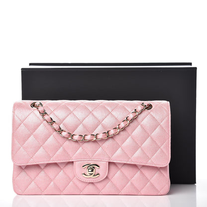 Chanel Iridescent Caviar Quilted Medium Double Flap Rose Pink 10 of 10