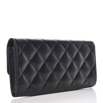 Chanel Caviar Quilted Large Gusset Flap Wallet Black 3 of 9