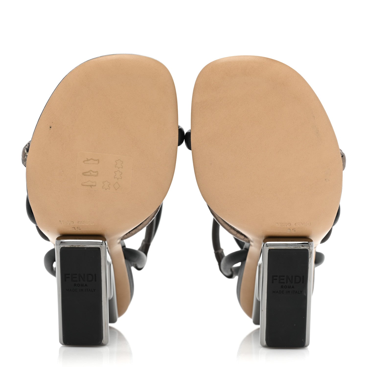 Fendi Nappa Metallic Ayers Fendi First 95mm Strappy Sandals 35 Black Chocolate Stagno 5 of 10