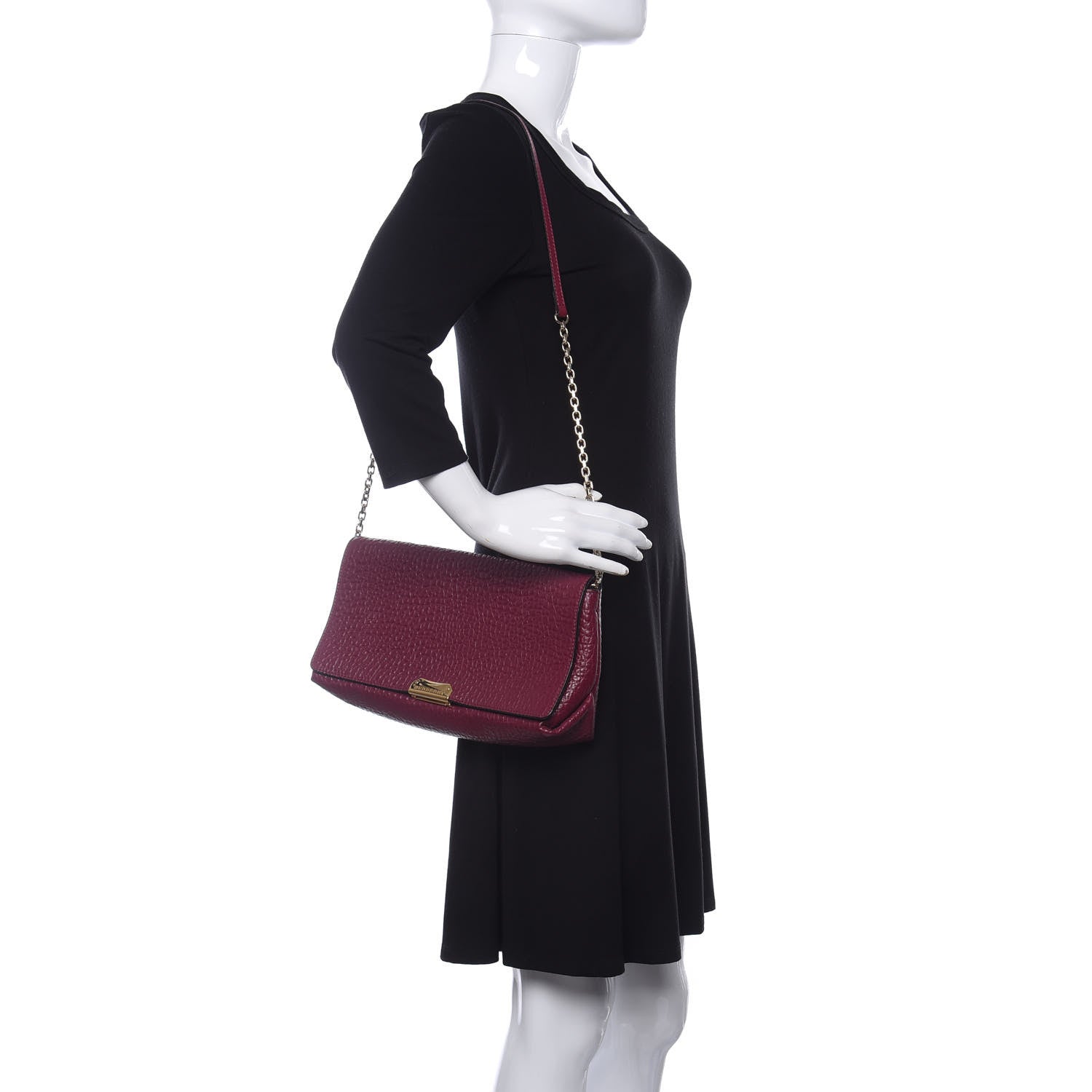 Burberry Signature Grain Medium Mildenhall Crossbody Bag Dark Plum 2 of 12