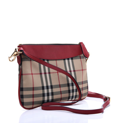 Burberry Horseferry Check Peyton Crossbody Clutch Bag Parade Red 3 of 10
