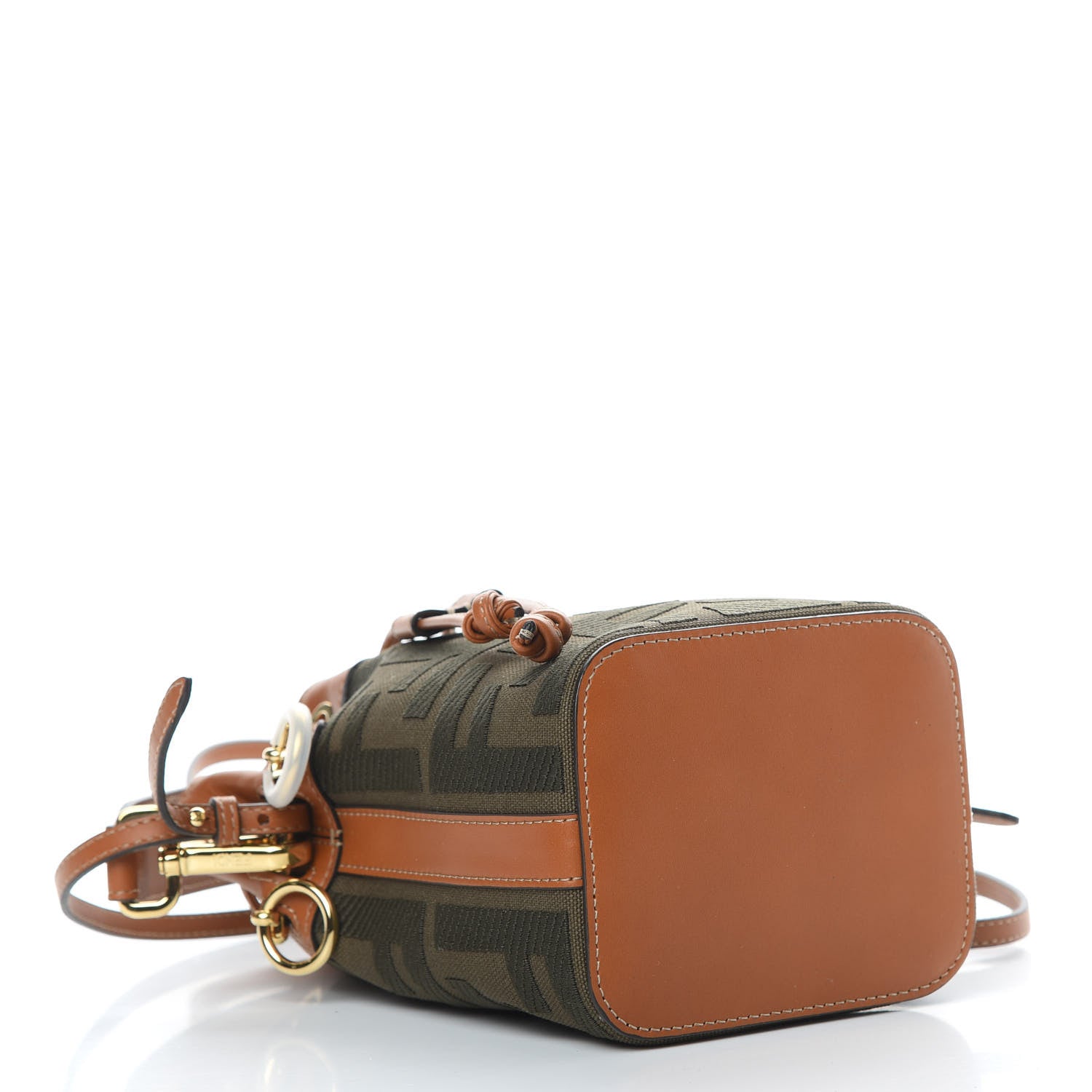 Fendi Canvas Vitello King F is Fendi FF Embroidered Mini Mon Tresor Bucket Bag Amazzonia Cuoio 4 of 11