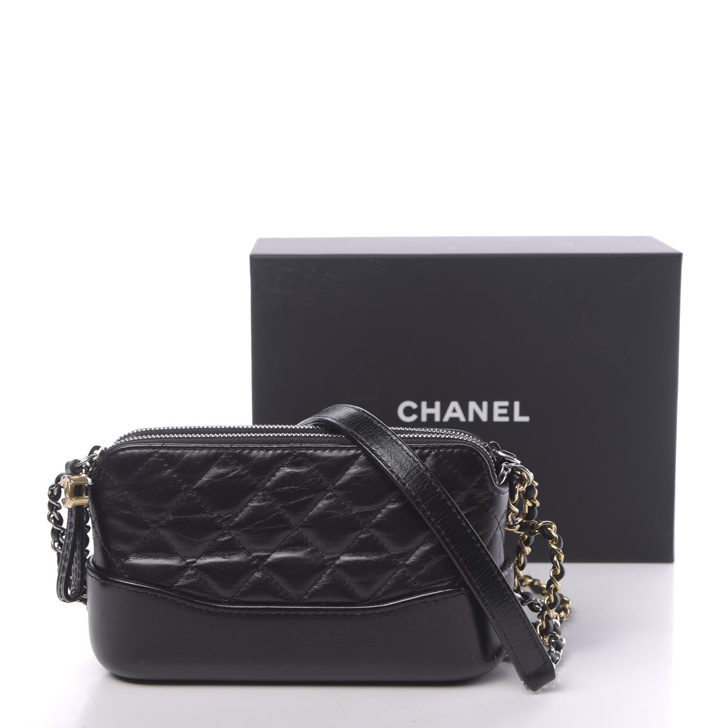 Chanel Aged Calfskin Quilted Small Gabrielle Clutch With Chain Black 14 of 14