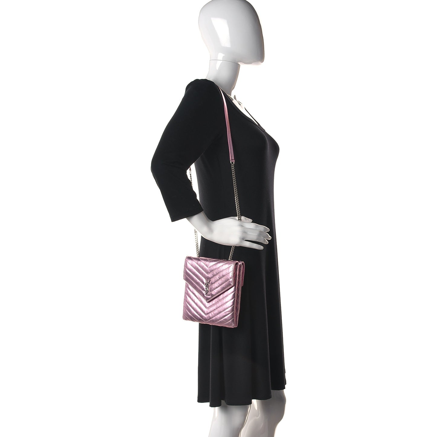 Metallic Lambskin Matelasse Monogram Double Flap Bag Azalea