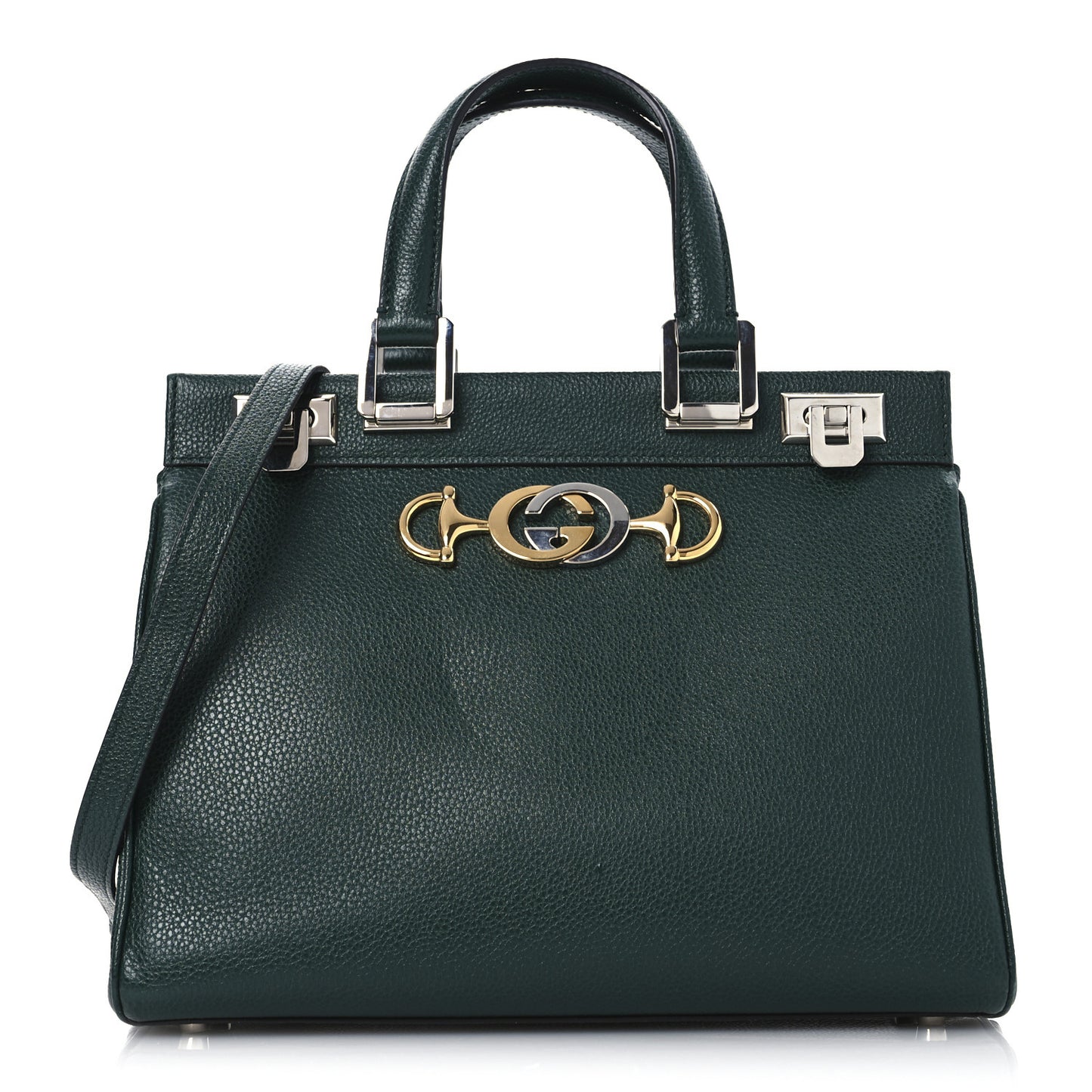 Grainy Calfskin Small Zumi Top Handle Bag Vintage Green