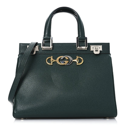 Gucci Grainy Calfskin Small Zumi Top Handle Bag Vintage Green 9 of 12