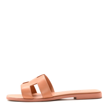 Hermes Box Calfskin Oran Sandals 37.5 Granit Rose 1 of 10
