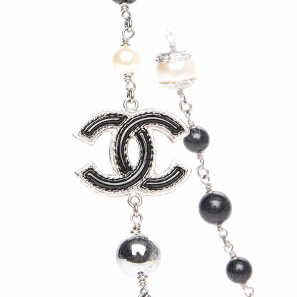 Chanel Pearl Beaded CC Long Necklace Black 4 of 6