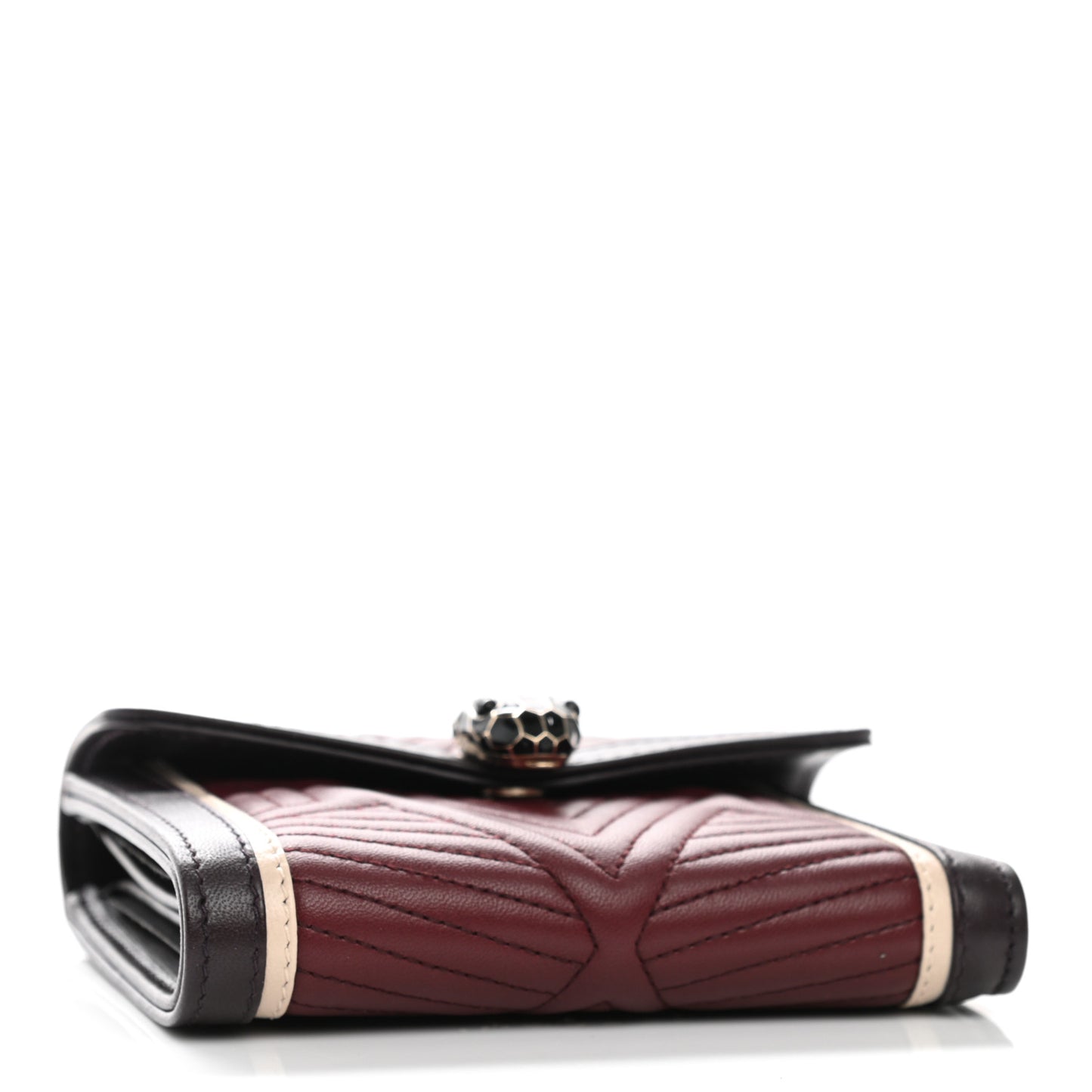 Quilted Nappa Smooth Calfskin Serpenti Forever Diamond Blast Wallet Dark Red