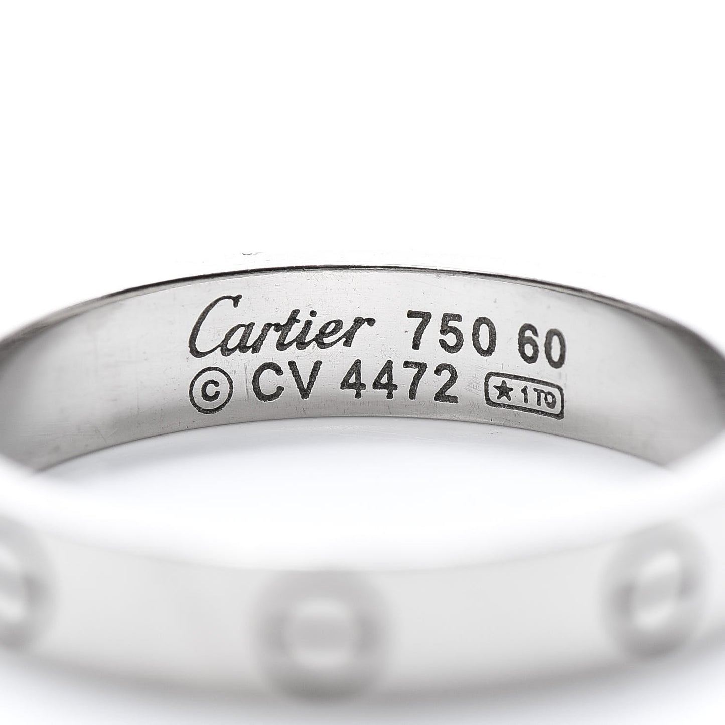 18K White Gold 4mm LOVE Wedding Band Ring 60 9.25