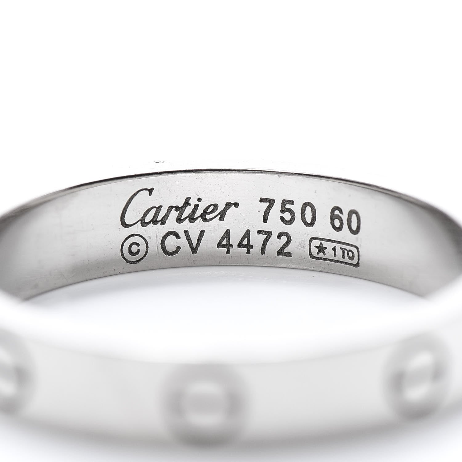 Cartier 18K White Gold 4mm LOVE Wedding Band Ring 60 9.25 4 of 4
