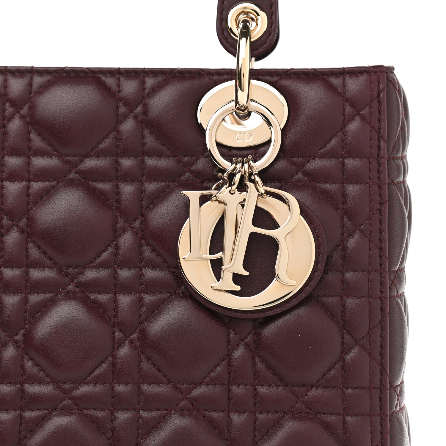 Christian Dior Lambskin Cannage Medium Lady Dior Aubergine 12 of 12