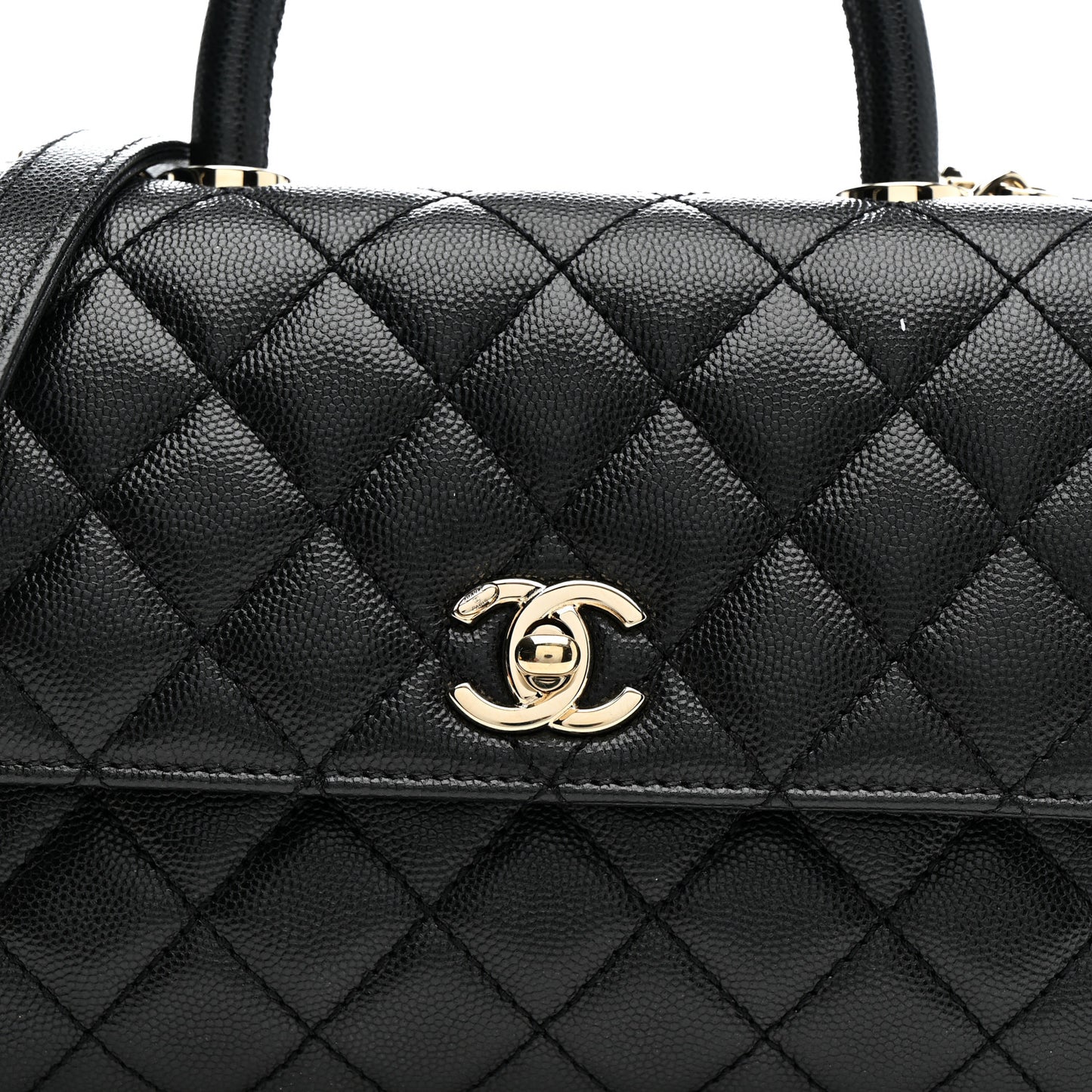 Caviar Quilted Mini Coco Handle Flap Black