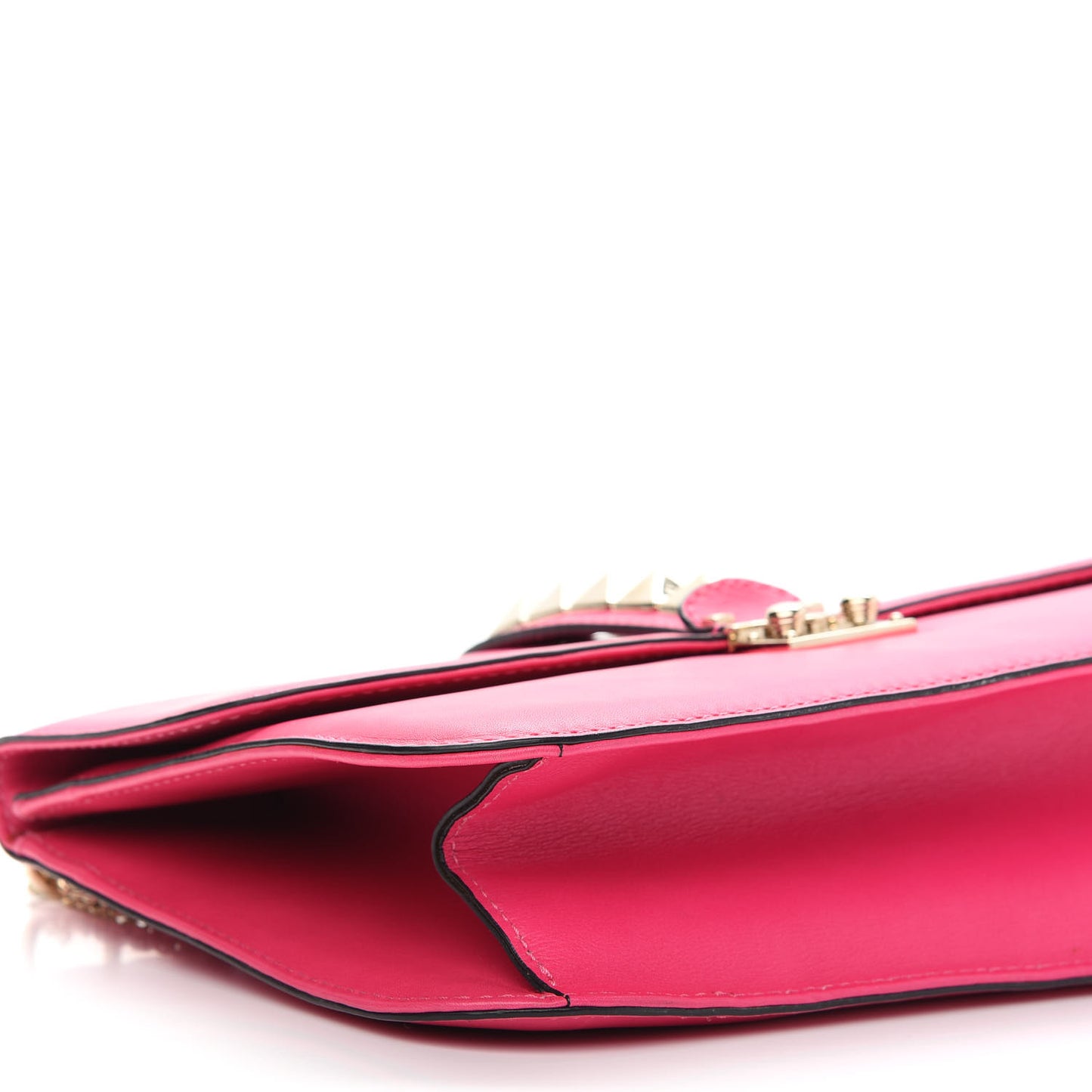 Vitello Large Glam Lock Rockstud Flap Pop Fuxia