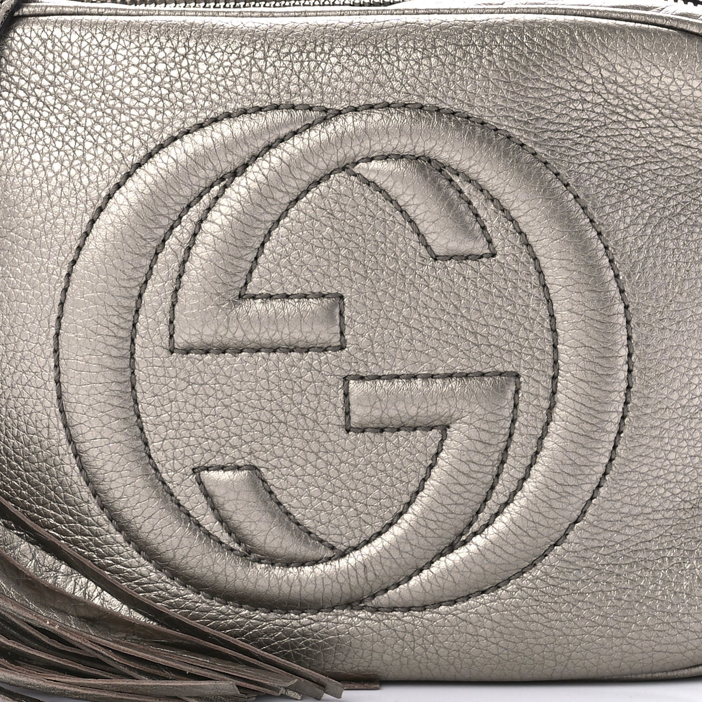Metallic Pebbled Calfskin Small Soho Disco Bag Golden Beige