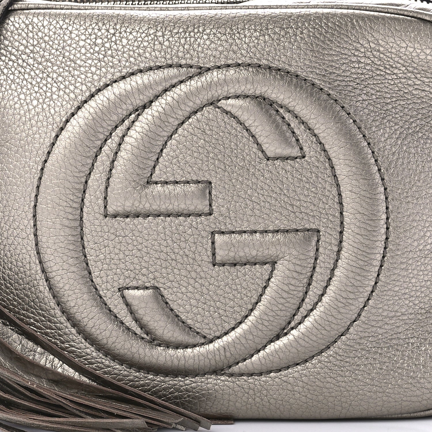 Gucci Metallic Pebbled Calfskin Small Soho Disco Bag Golden Beige 9 of 14