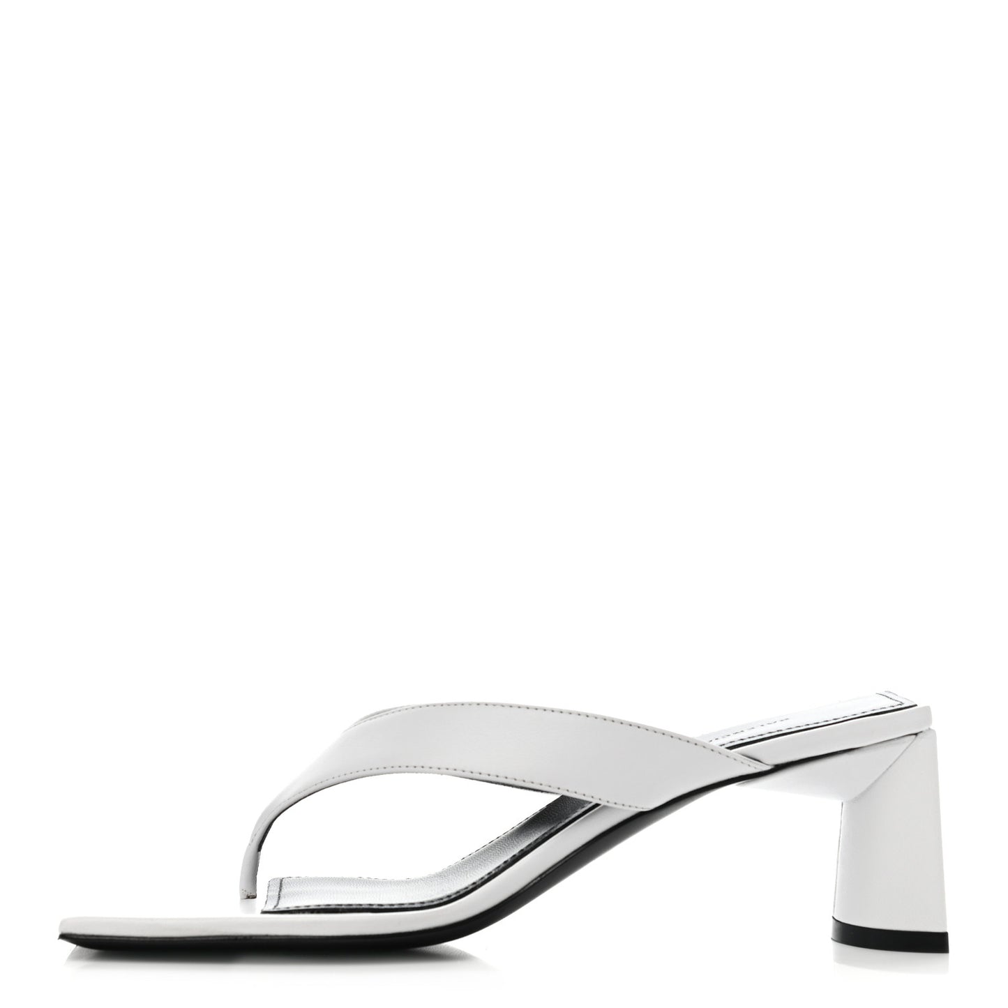 Calfskin Double Square Flat 60mm Sandals 35.5 White