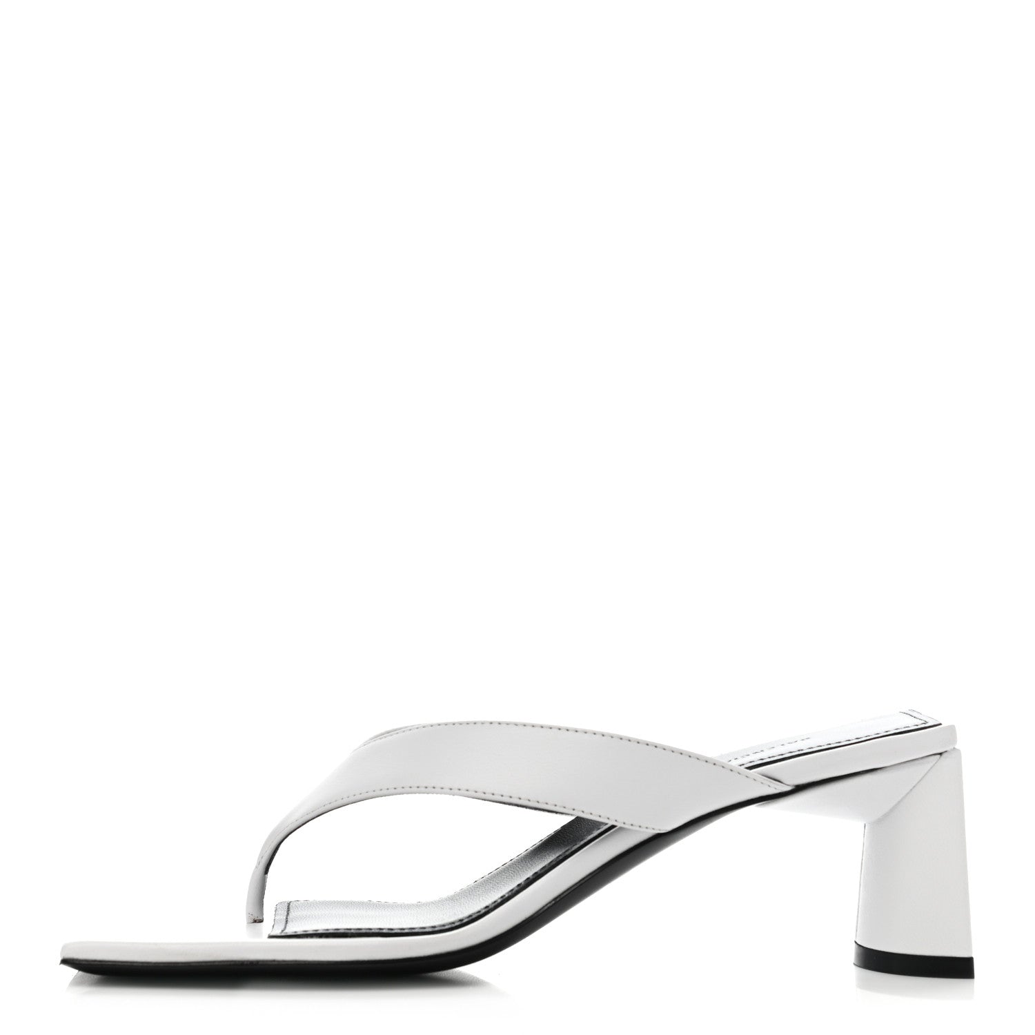 Balenciaga Calfskin Double Square Flat 60mm Sandals 35.5 White 1 of 8