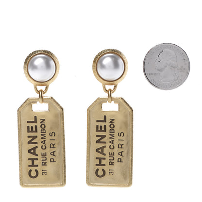 Chanel Pearl CC Tags Drop Earrings Gold 3 of 5