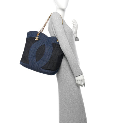 Chanel Denim Large Two Tone CC Shopping Tote Blue 2 of 11