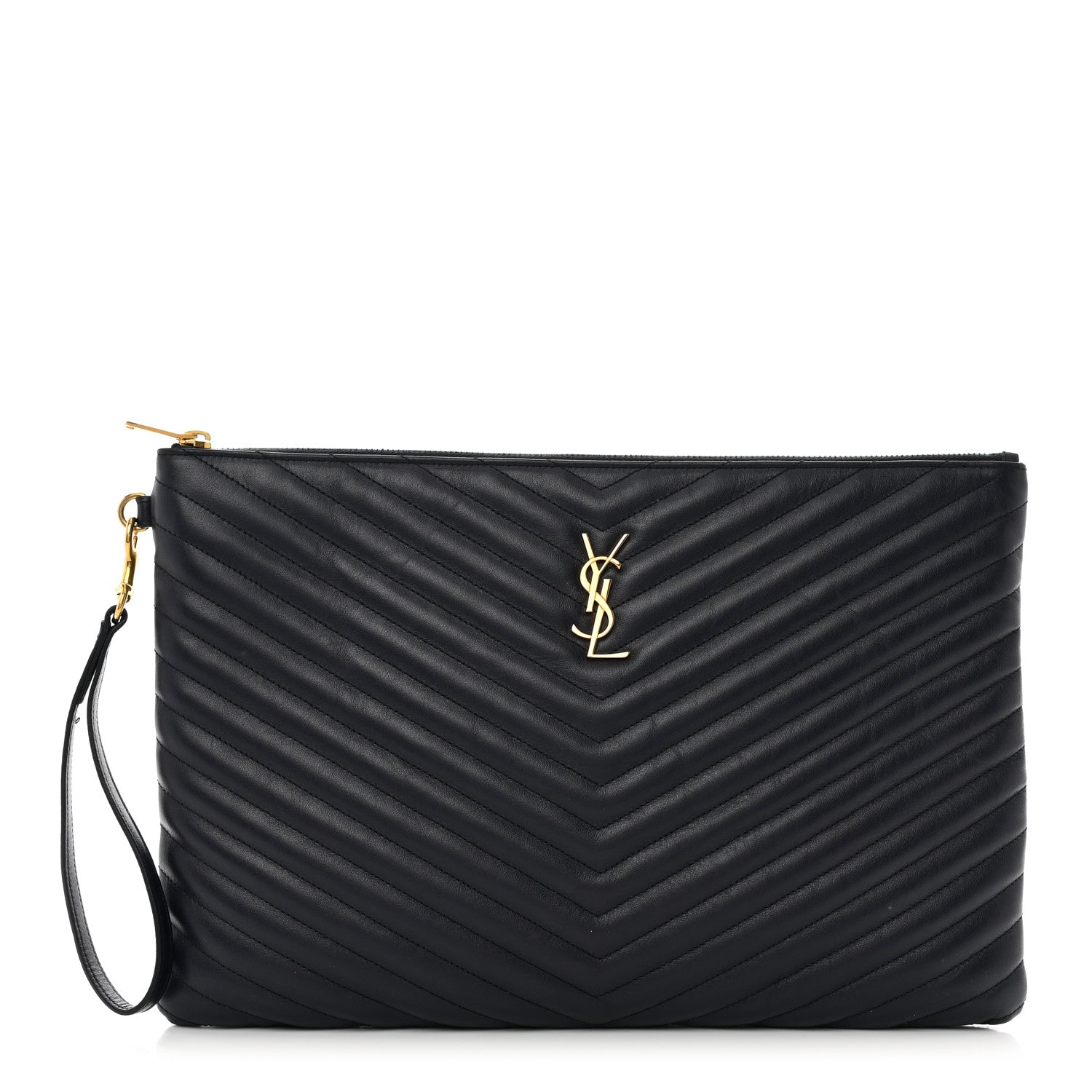 Saint Laurent Calfskin Matelasse Monogram Cassandre Tablet Pouch Marine 1 of 7