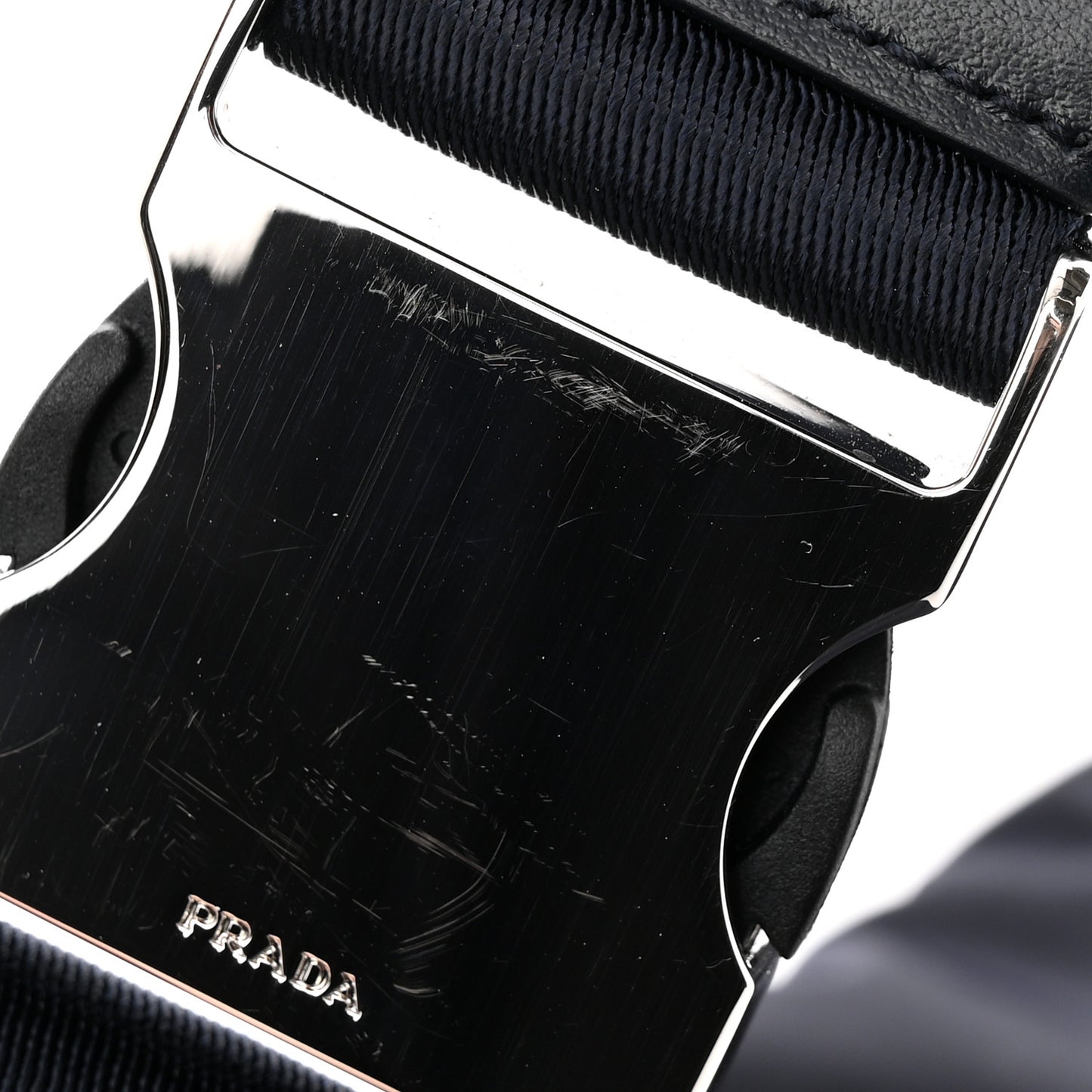 Re-Nylon Vitello Metal Triangle Logo Sling Backpack Bleu
