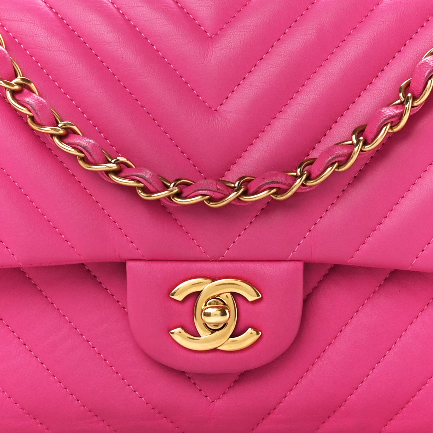 Chanel Lambskin Chevron Quilted Medium Double Flap Pink 9 of 11