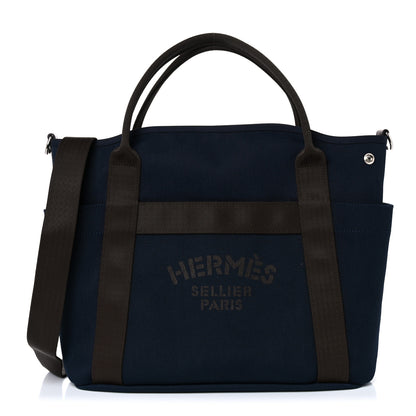 Hermes Toile Sac De Pansage Groom Bleu Navy Feu 1 of 14