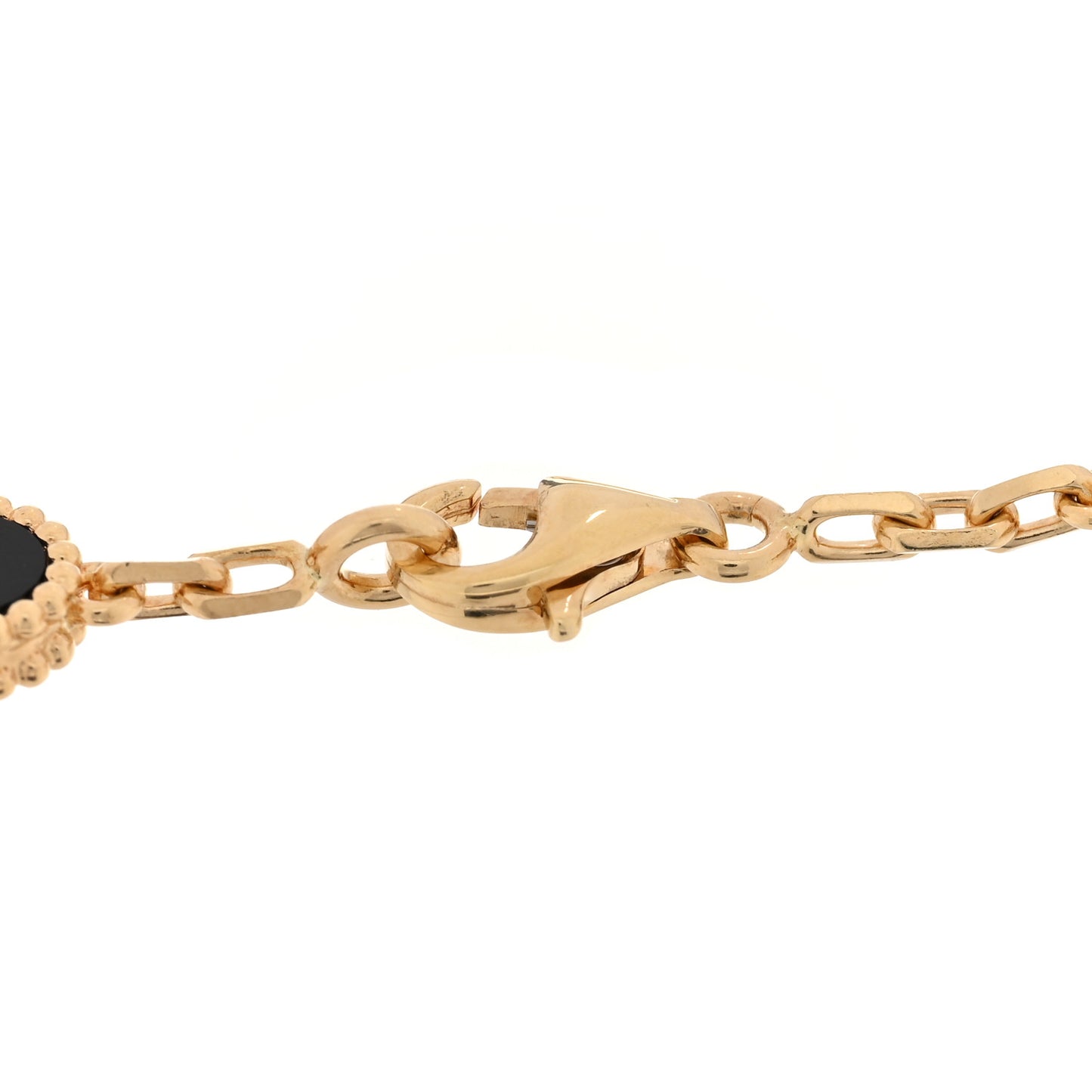 18K Yellow Gold Black Onyx 5 Motifs Vintage Alhambra Bracelet