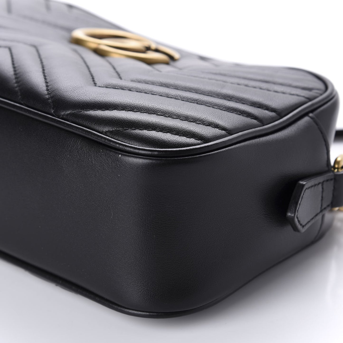 Calfskin Matelasse Small GG Marmont Chain Shoulder Bag Black