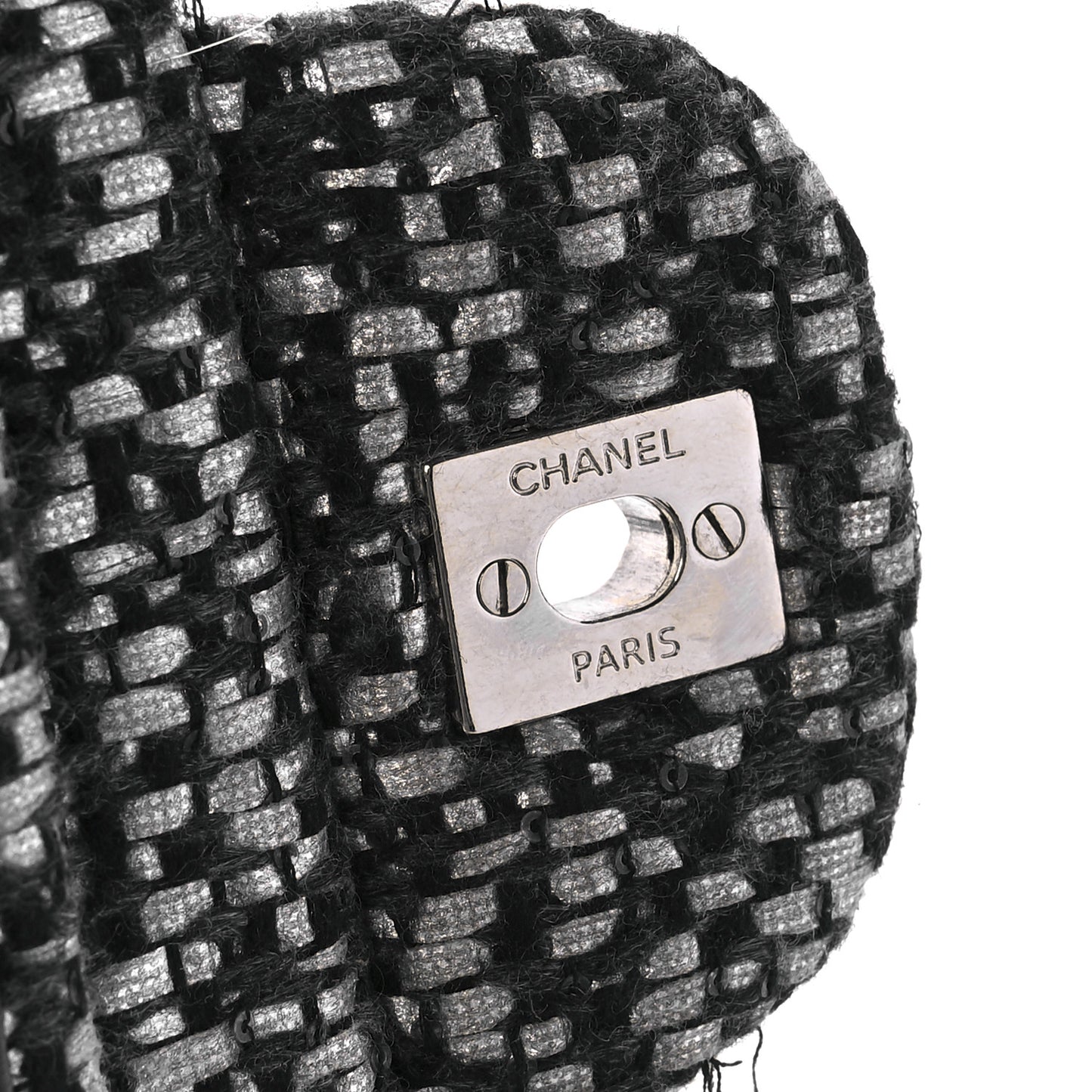 Sequin Tweed Jumbo Double Flap Black Grey