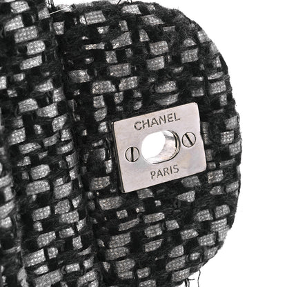 Chanel Sequin Tweed Jumbo Double Flap Black Grey 7 of 12