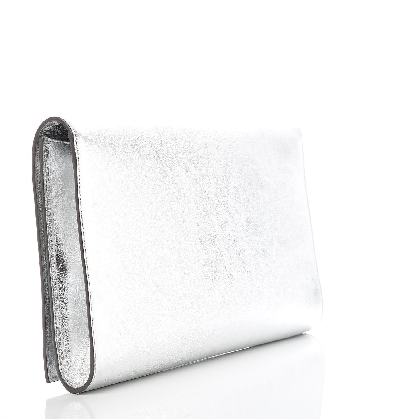 Metallic Calfskin Monogram Large Belle De Jour Clutch Silver