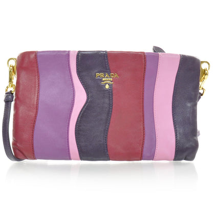 Prada Nappa Trembled Blossoms Stripes Pochette Bag Ibisco Viola 1 of 8