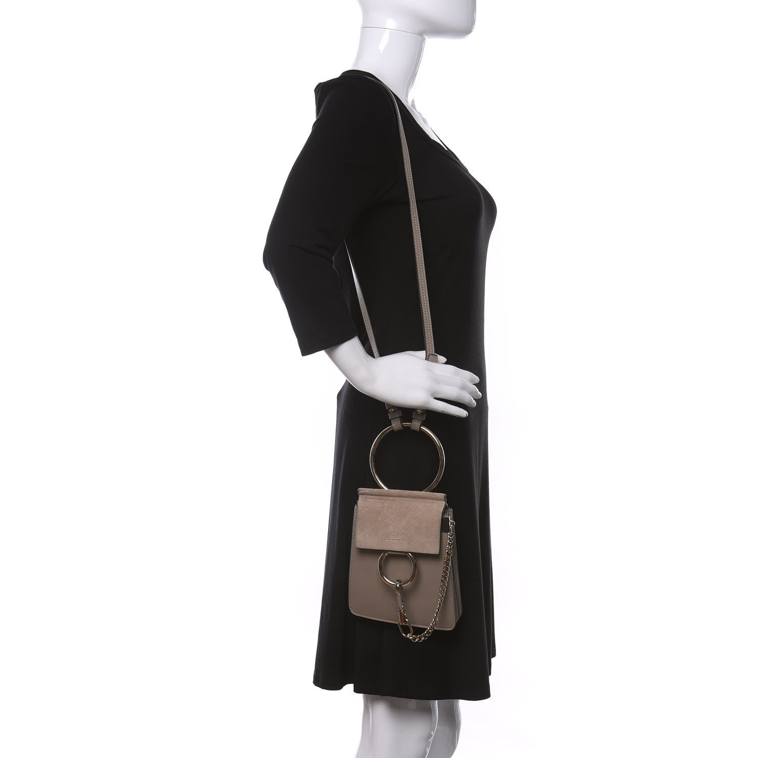 Chloe Suede Calfskin Mini Faye Bracelet Bag Motty Grey 2 of 9